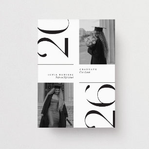 Moderne elegante 2026 Schwarz-Weiß-Foto-Abschluss Einladung