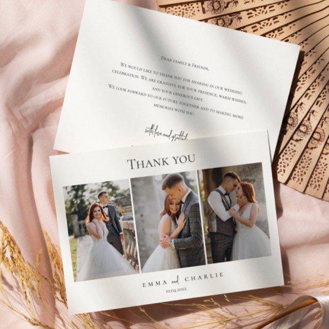 Moderne Elegante 3 Fotos Typografie-Nachricht Hoch Dankeskarte (Von Creator hochgeladen)