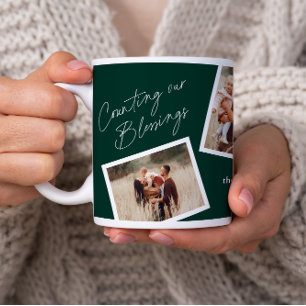 Moderne elegante 4-Foto-Collage Familien-Geschenk Kaffeetasse
