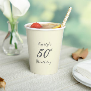 Moderne elegante 50. Geburtstagsfeier Pappbecher