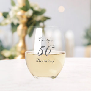 Moderne elegante 50. Geburtstagsfeier Weinglas Ohne Stiel