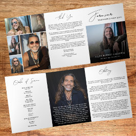 Moderne elegante 7-Foto-Trifold-Bestattungsprogram Dreifach-gefaltete Programmkarte