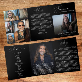 Moderne elegante 7-Foto-Trifold-Bestattungsprogram Dreifach-gefaltete Programmkarte