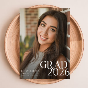 Moderne Elegante Abschlussfoto Abitur Ankündigung Postkarte