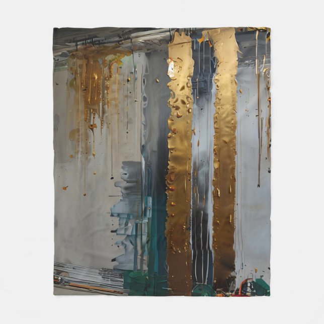 Moderne Elegante Abstrakt Gold Fleecedecke (Vorderseite)