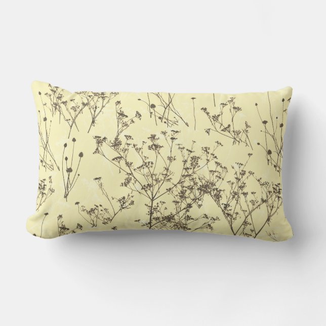 Moderne elegante Abstrakte Beige Creme Wildblumen Lendenkissen (Vorderseite)
