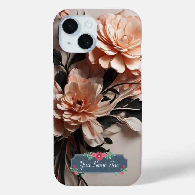 Moderne Elegante Abstrakte Kunst Peach Blume Case-Mate iPhone Hülle (Rückseite)