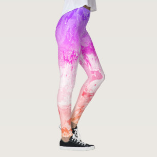 Moderne Elegante Abstrakte Kunst Rosa Lila Leggings