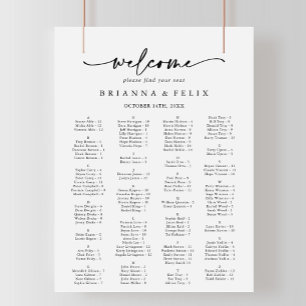 Moderne elegante alphabetische Sitzkarte Poster