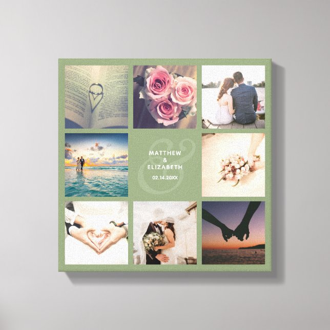 Moderne elegante Ampersandfarben und Hochzeitfoto  Leinwanddruck (Vorderseite)