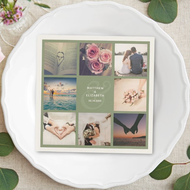 Moderne elegante Ampersandfarben und Hochzeitfoto  Serviette (Von Creator hochgeladen)