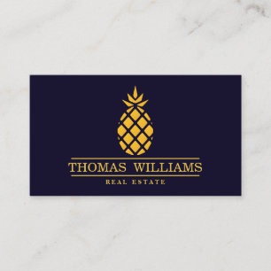 Moderne elegante Ananas-Logo auf schwarzem Hinterg Visitenkarte