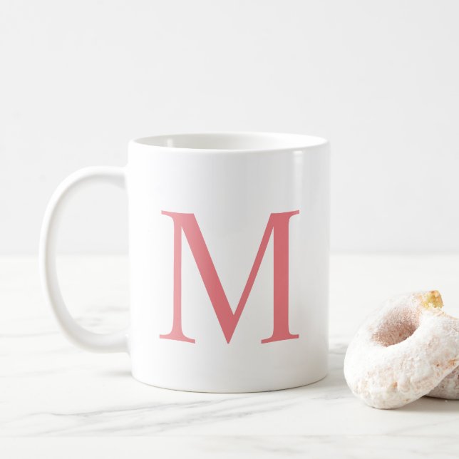 Moderne elegante Anfangsbuchstaben-Monogramm einfa Kaffeetasse (Mit Donut)