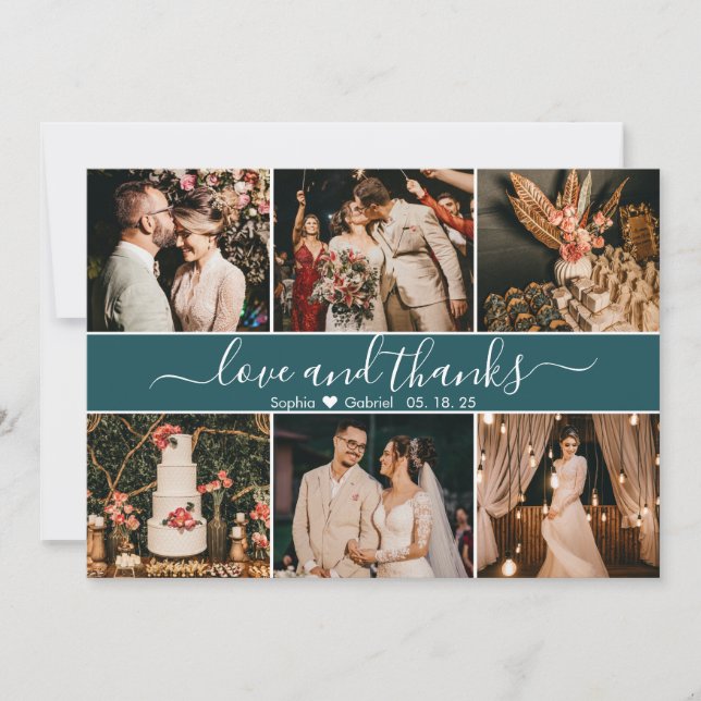 Moderne elegante Aquamarine grüne Typografie FotoC Dankeskarte (Vorderseite)