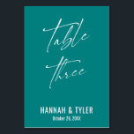 Moderne elegante Aquamarine Tabelle Drei Tischnummer<br><div class="desc">Kühl, einfach, modern, elegant. Dieses Design ergänzt eine wachsende Sammlung von einzigartigen Stücken, die auffällig und unverwechselbar sind. Verwenden Sie die Vorlagenfelder, um die Platzhalterangaben zu ändern und das Design selbst zu gestalten. Weitere Farben und Stile sind in dieser Sammlung verfügbar. Ich habe einen wunderschönen Schriftart für eine Grafik, die...</div>