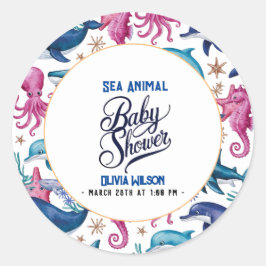 Moderne, elegante Aquarell Seemannsdusche5 Runder Aufkleber