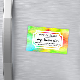 Moderne elegante Aquarell-Yoga-Instruktorin Magnetische Visitenkarte