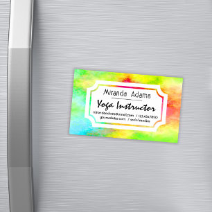 Moderne elegante Aquarell-Yoga-Instruktorin Magnetische Visitenkarte