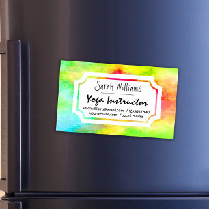Moderne elegante Aquarell-Yoga-Instruktorin Magnetische Visitenkarte