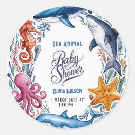 Moderne, elegante Aquarellbrunnen Seegutte Babydus Runder Aufkleber