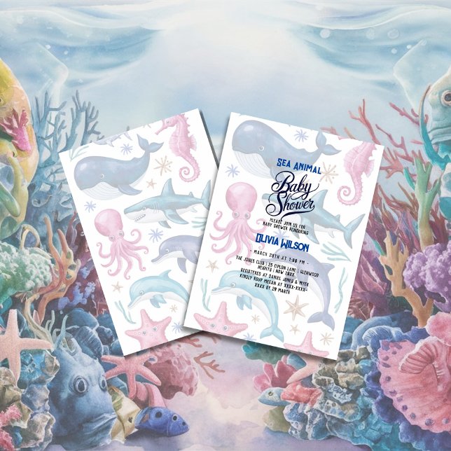 Moderne, elegante Aquarellbrunnen Seemannsdusche7 Einladung (Von Creator hochgeladen)