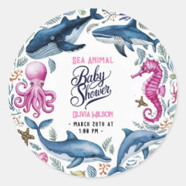 Moderne, elegante Aquarellbrunnen Seemannsdusche7 Runder Aufkleber