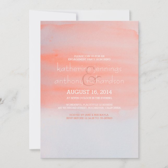 Moderne, elegante Aquarellparty Einladung (Vorderseite)