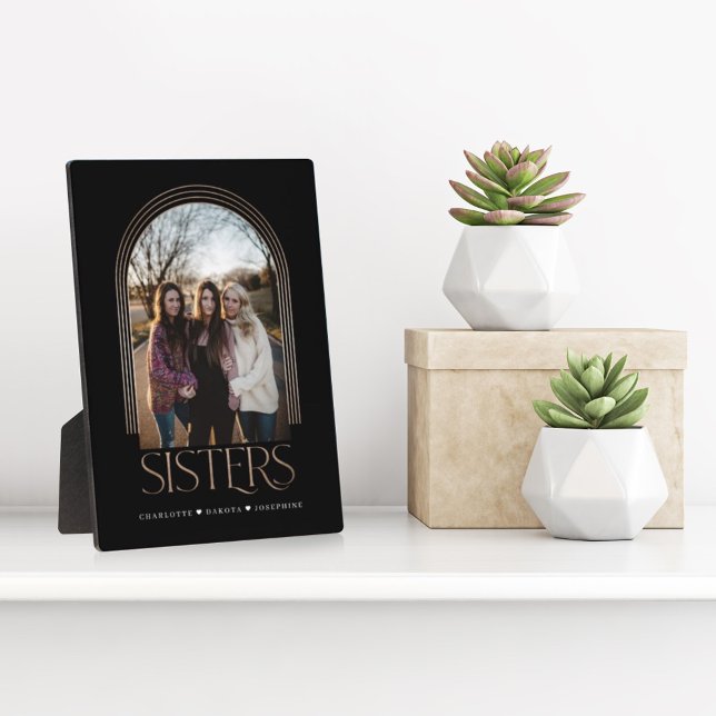 Moderne elegante Arch Frame Sisters Foto Keepake Fotoplatte (Von Creator hochgeladen)