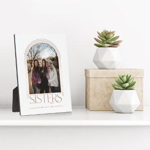Moderne elegante Arch Frame Sisters Foto Keepake Fotoplatte