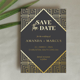 Moderne Elegante Art Deco Geometric Save the Date Folieneinladung