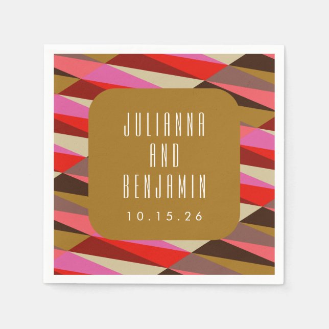 Moderne Elegante Art Deco Geometrische Hochzeit Serviette (Vorderseite)