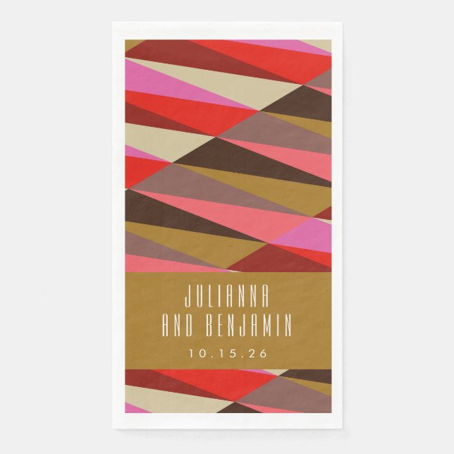 Moderne Elegante Art Deco Geometrische Hochzeit Serviette (Vorderseite)