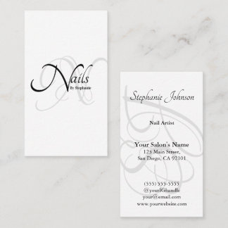 Moderne elegante B&W Monogram Typografy Nail Artis Visitenkarte