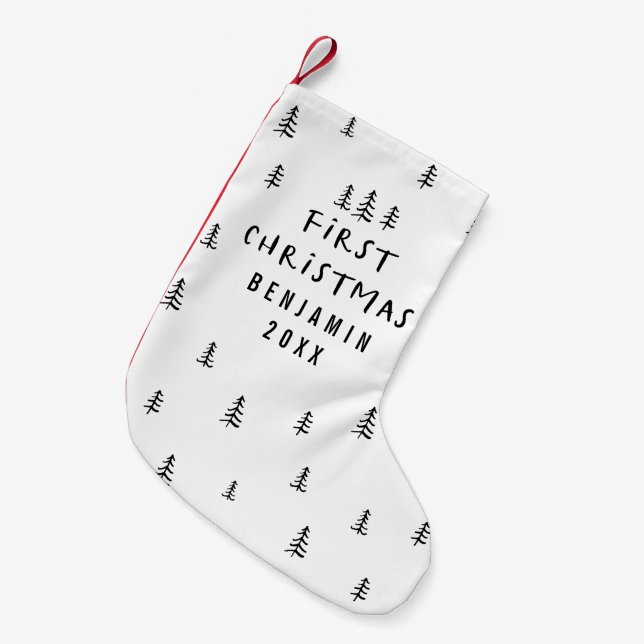 moderne, elegante Baby First Weihnachten Kleiner Weihnachtsstrumpf (Vorderansicht (hängend))