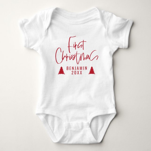 moderne, elegante Baby First Weihnachten Strampler (Vorderseite)