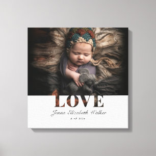 Moderne elegante Baby-Foto-Liebe-Typografie-Poster Leinwanddruck