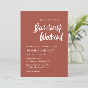 Moderne, elegante Backsteine Bachelorette Wochenen Einladung