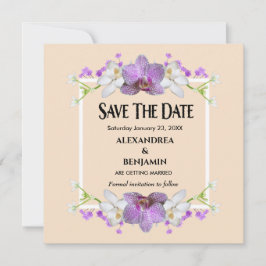 Moderne elegante, beige weiße Blume personalisiere Save The Date