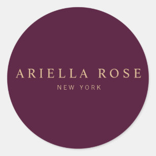 Moderne elegante Berufliche Burgunder Weinkultur Runder Aufkleber