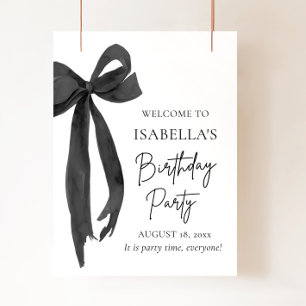 Moderne Elegante Black Bow Coquette Geburtstag Wil Poster