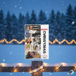 Moderne Elegante Black Five Foto Collage Weihnacht Feiertagskarte