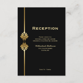 Moderne elegante Black Gold Hochzeit Begleitkarte