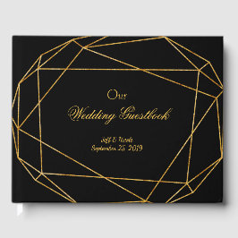 Moderne elegante Black & Gold Hochzeit Gästebuch