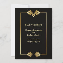 Moderne elegante Black Gold Wedding Save The Date