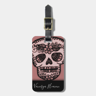 Moderne Elegante Black Travel Sugar Skull Tattoo Gepäckanhänger