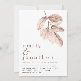 Moderne elegante Blätter Hochzeit Einladung