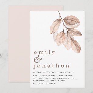Moderne elegante Blätter Hochzeit Einladung
