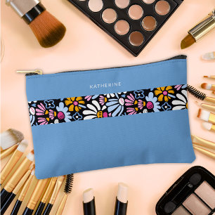 Moderne elegante blaue Blumengestaltung Zubehörtasche