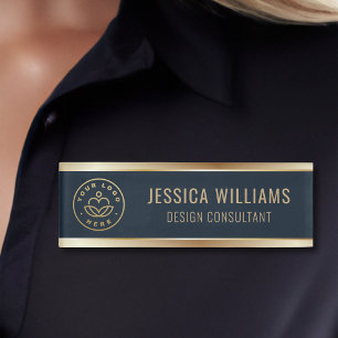 Moderne elegante blaue Gold-Geschäftslogo Namenschild
