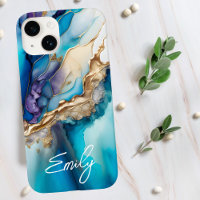 Moderne elegante blaue goldene Marmor-Personalisie